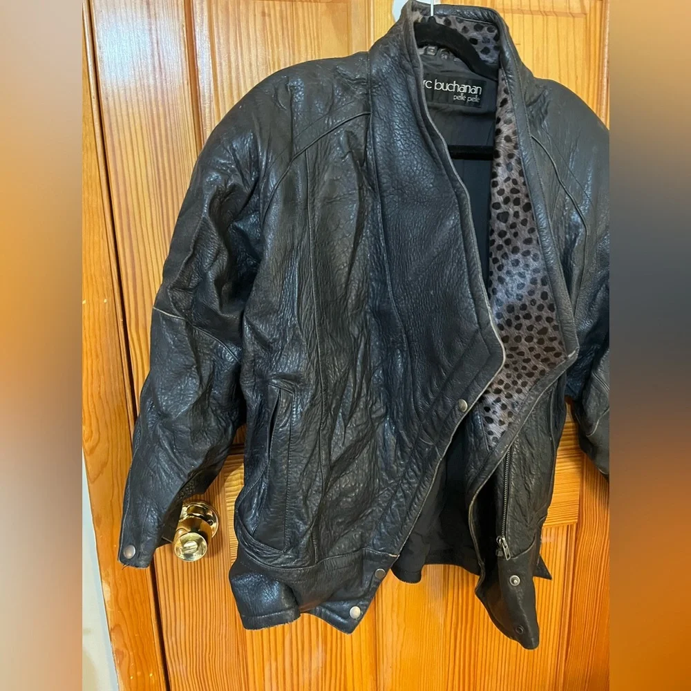 Marc Buchanan Pelle Pelle Vintage Animal Print 80’s Genuine Leather Jacket - Picture 6 of 16